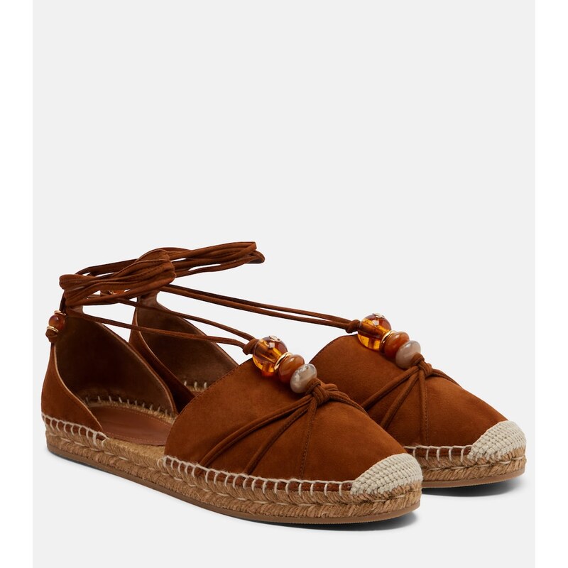 Jimmy Choo Lemi embellished suede espadrilles