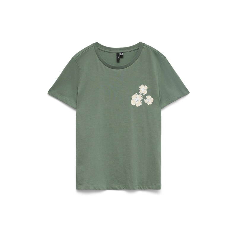 VERO MODA Tričko písková / tmavě zelená / bílá
