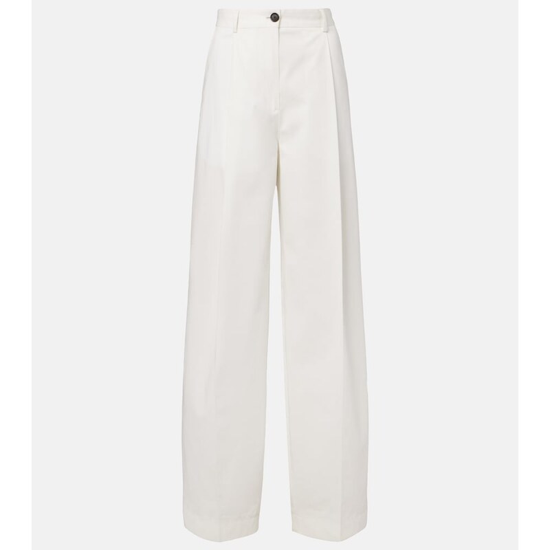 Toteme Pleated cotton wide-leg pants