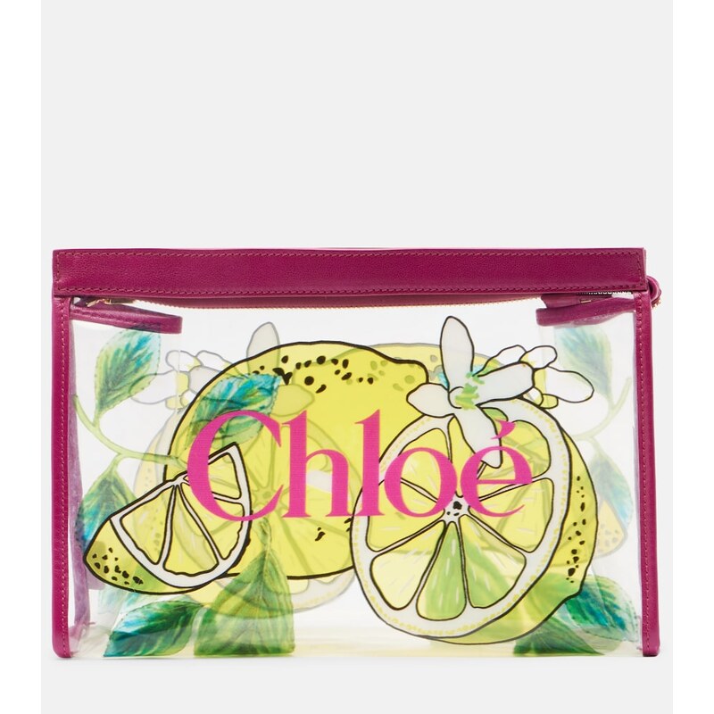 Chloe ChloÃ Soleil Small leather-trimmed pouch