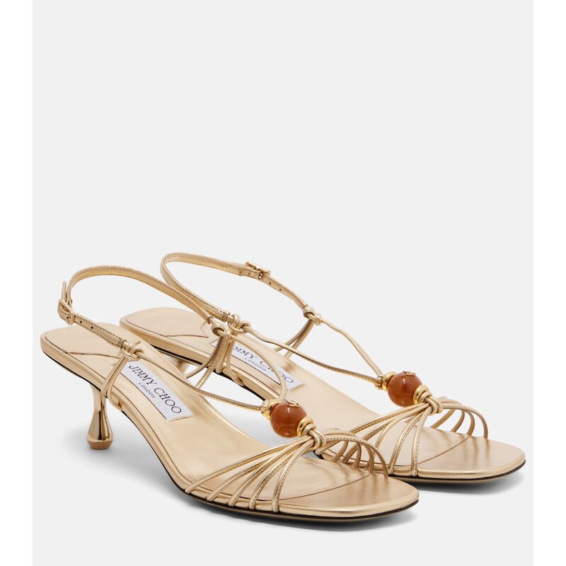 Jimmy Choo Lova embellished metallic leather sandals