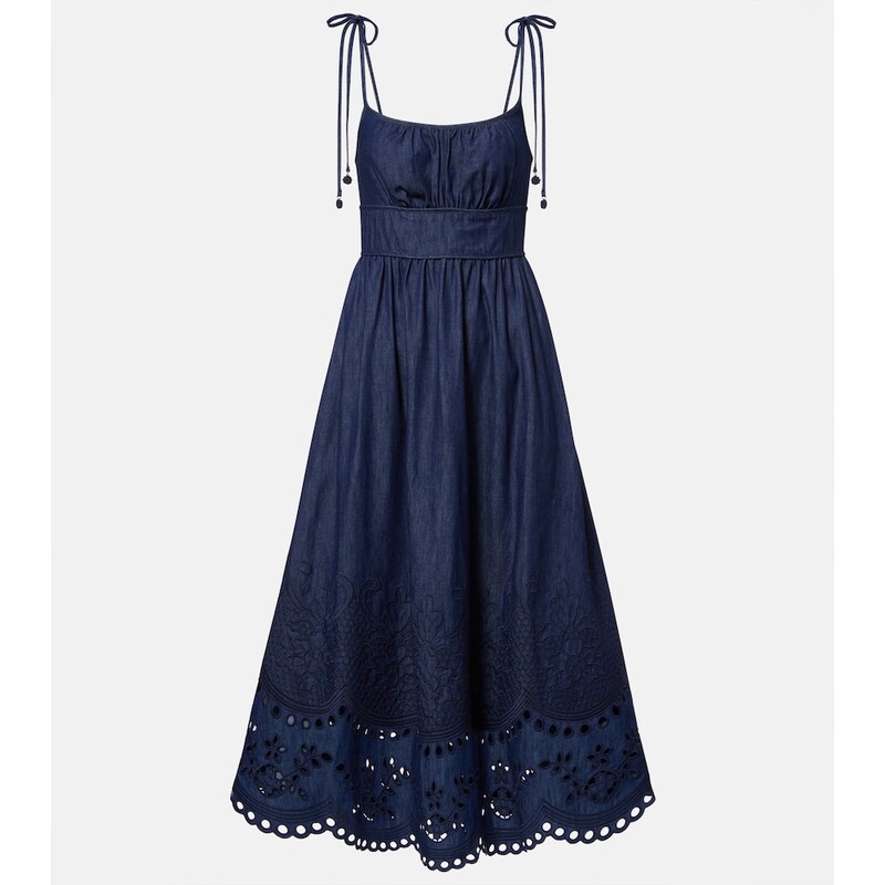 Zimmermann Mahon broderie anglaise denim midi dress