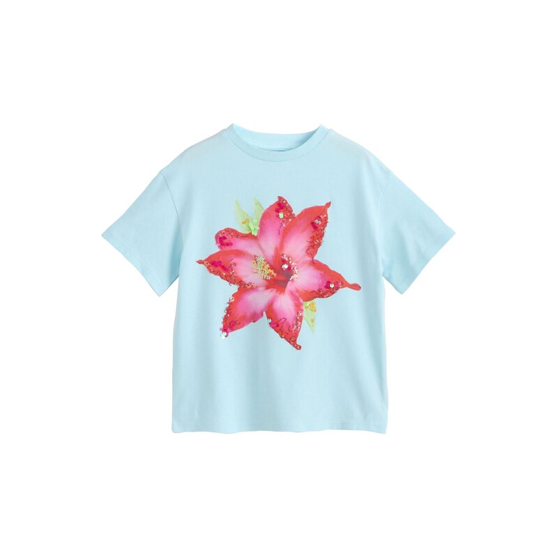 Next Tričko nebeská modř / pastelově zelená / fuchsiová /