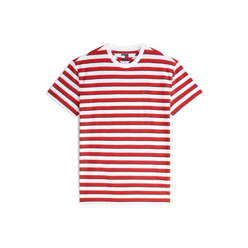 Tommy Jeans Tričko 'Tommy Flag Stripe' červená / černá / bílá