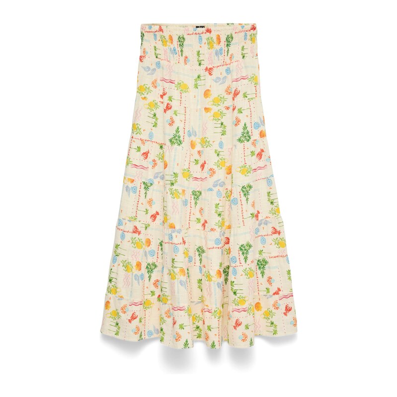VERO MODA Sukně VMElena krémová / žlutá / zelená / červená 115688324