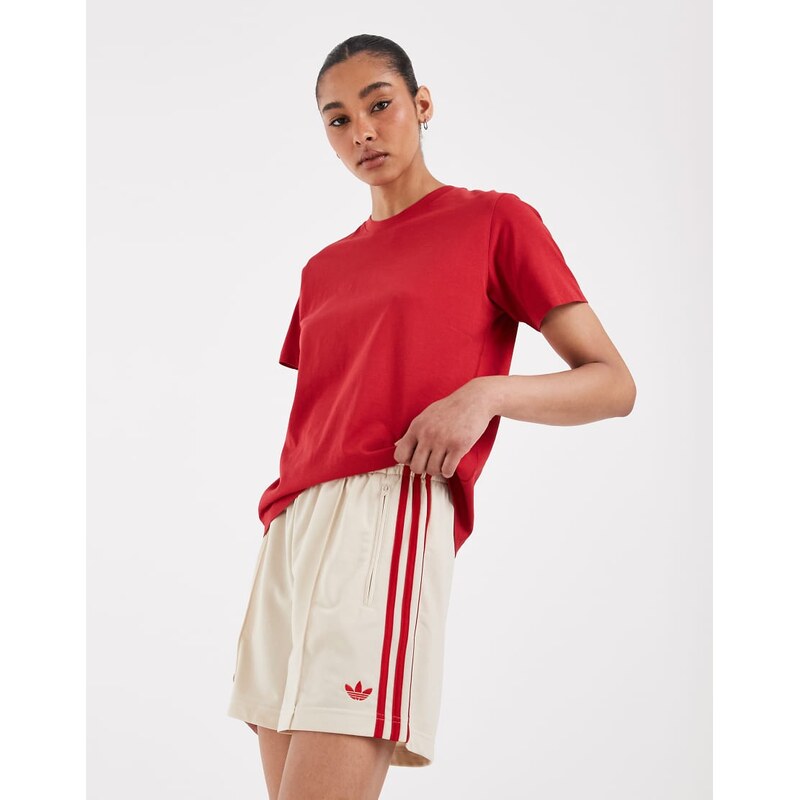 adidas Originals Firebird shorts in cream and red-White
