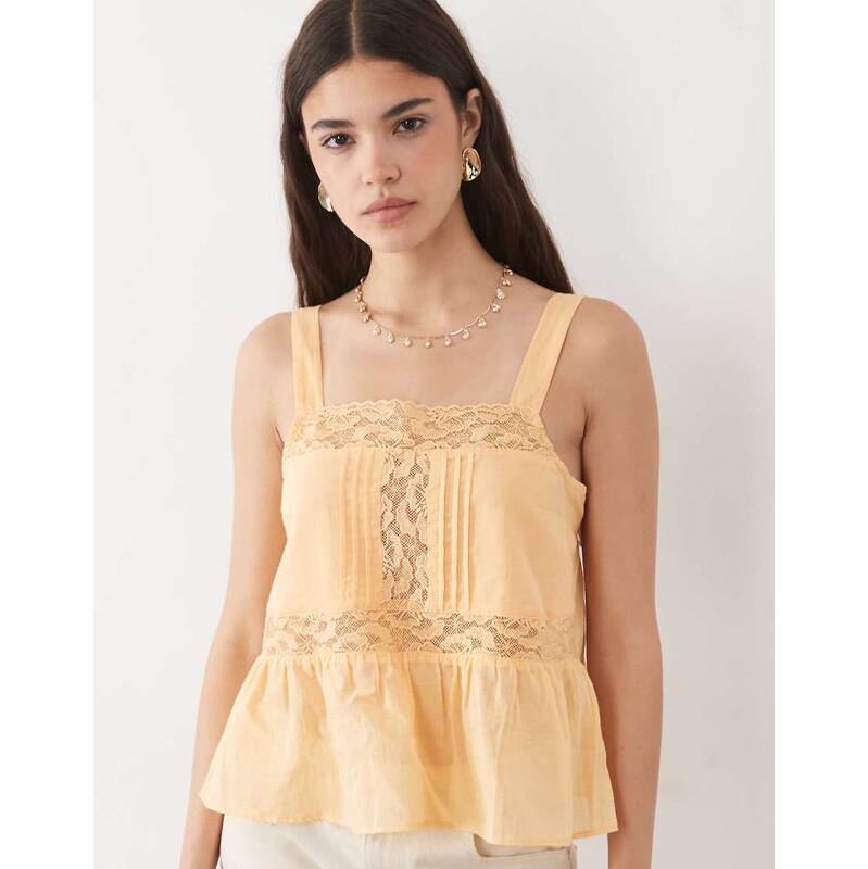 New Look lace cami top in orange