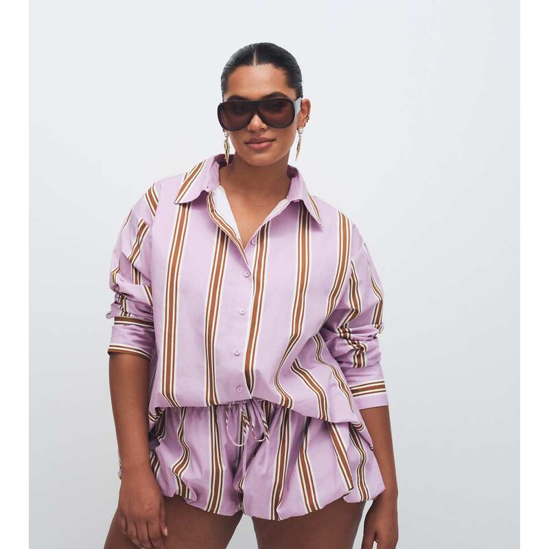 ASOS Curve ASOS DESIGN Curve oversized shirt in violet stripe-Purple 115610263