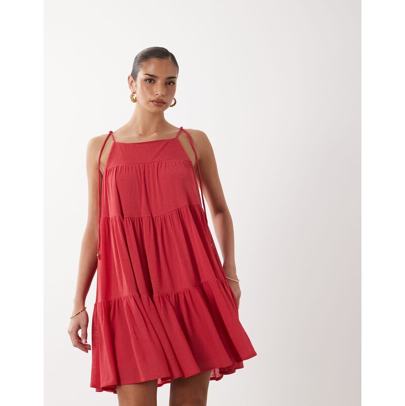 Gina Tricot flowy strap detail mini dress in pink