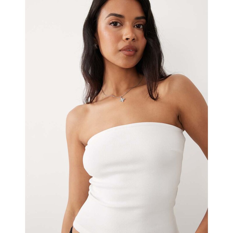 Gina Tricot super stretch tube top in white