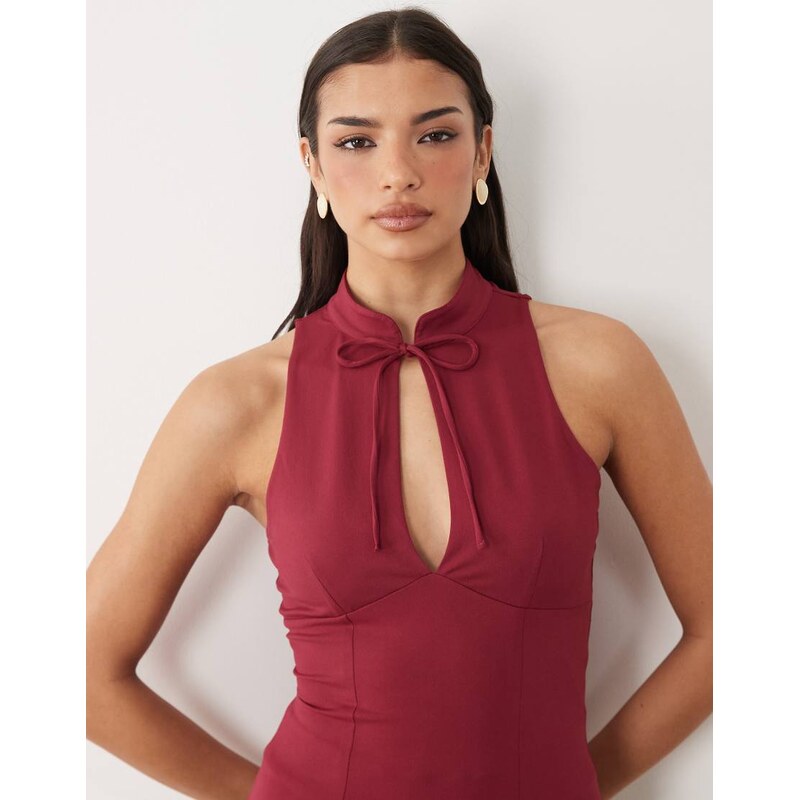 Gina Tricot keyhole top in burgndy-Red