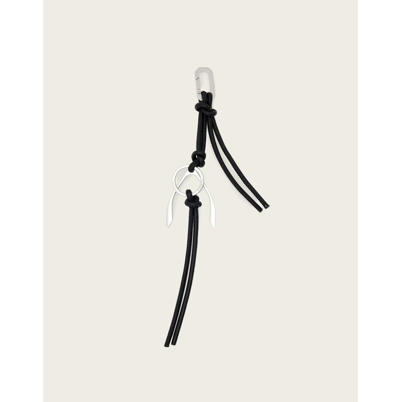 AllSaints wishbone leather keyring in black/silver 115595177