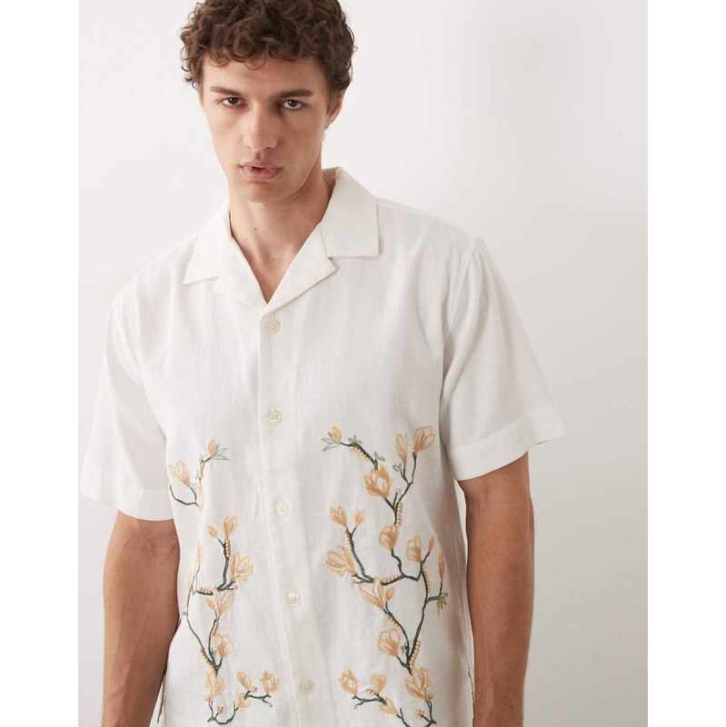 Abercrombie & Fitch boxy emboidered short sleeve shirt in white 115595191
