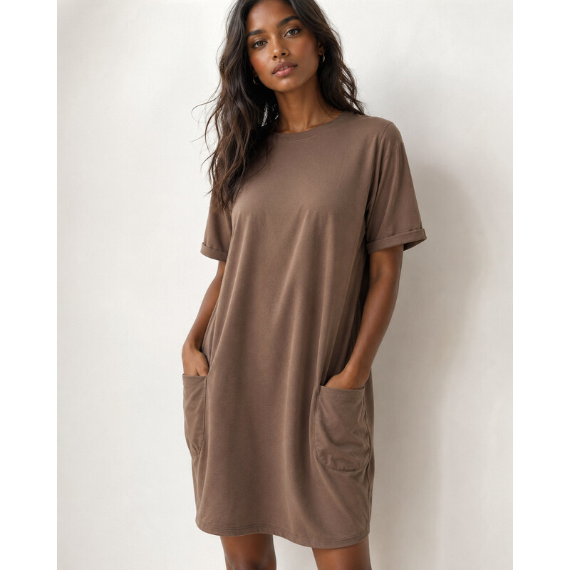 Fashionweek Pohodlné teplákové letní šaty s kapsami OVERSIZED MF403 115705216