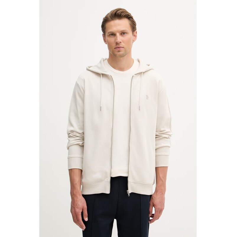 U.S. Polo Assn. rozepínací mikina s kapucí pánská s bavlnou DHM Interlock Zip