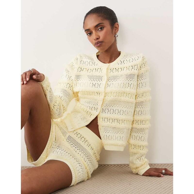 ASOS DESIGN stitch cardigan co-ord in yellow 115604937
