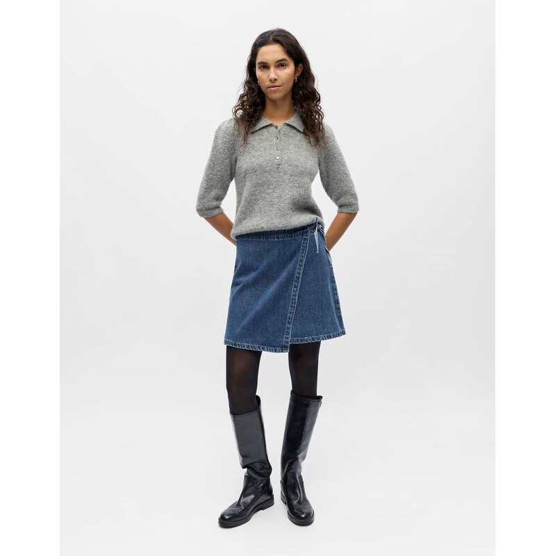 Object Wrap skirt in medium blue denim 115604949
