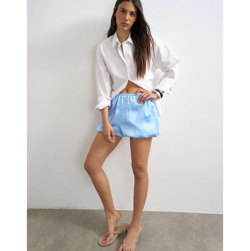 Topshop satin bubble short in blue
