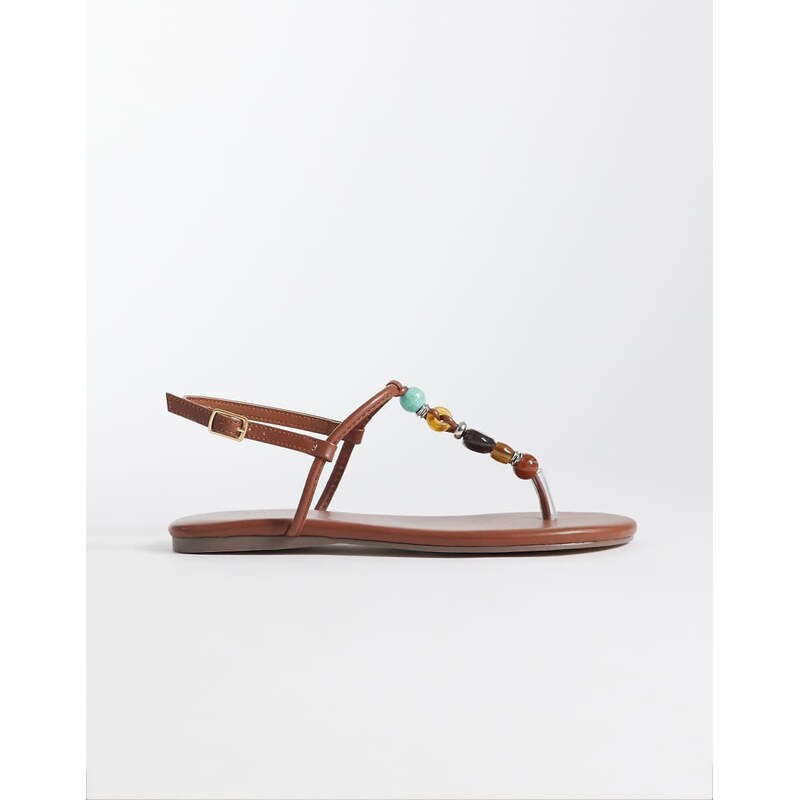 SIMMI Shoes Simmi London Ishah flat sandals with stones in tan