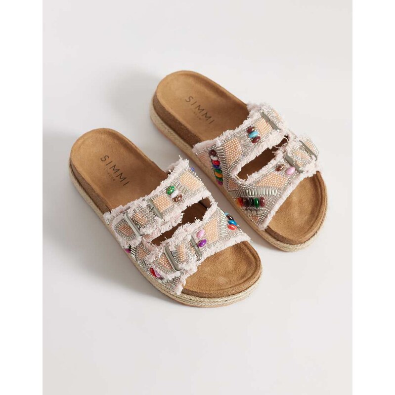 SIMMI Shoes Simmi London Mayha beeded double buckle sandals in pink 115634250