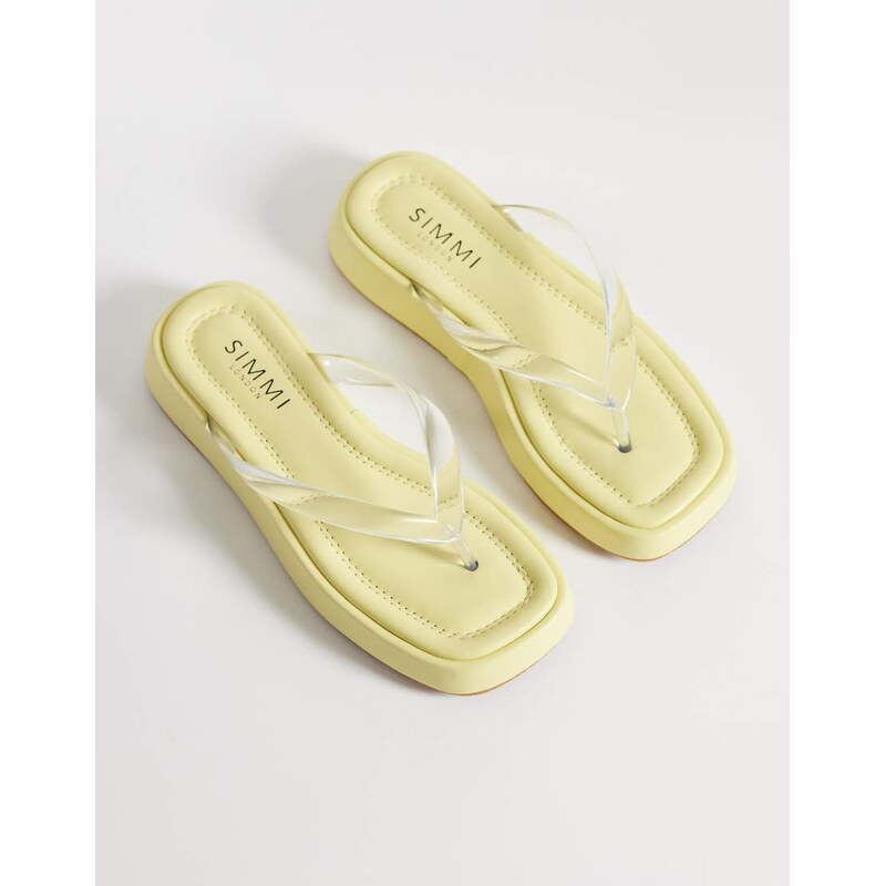 SIMMI Shoes Simmi London Drew flatform flip flops in yellow 115634265
