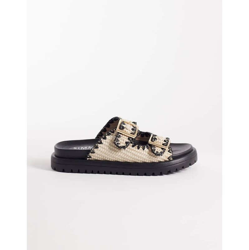 SIMMI Shoes Simmi London Faron crochet double buckle sandals in