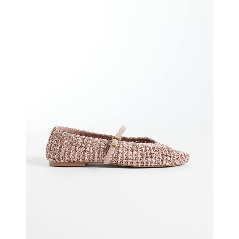 Schuh Lisbeth double buckle woven ballet flat in pink 115610032