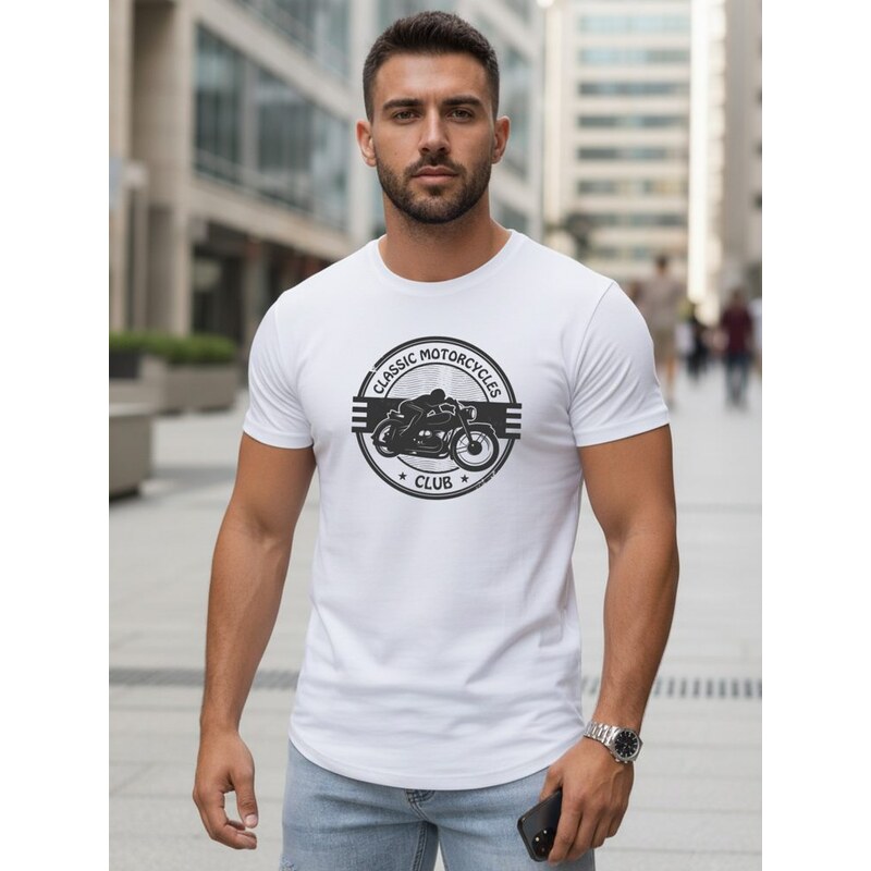 Dstreet Bílé pánské tričko pro motorkáře