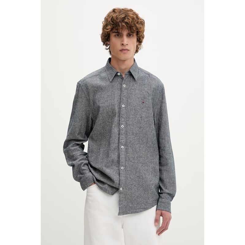 Tommy Jeans košile pánská se lnem