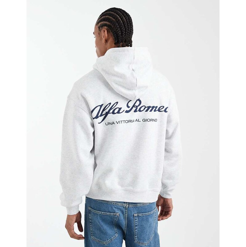 Cotton On box fit alpha romeo graphic hoodie in white
