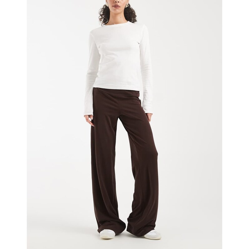 Cotton On honey ruched trouser in dark oak-Brown