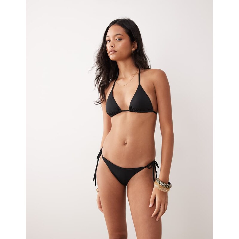 Cotton On side tie brazilian bikini bottom in black