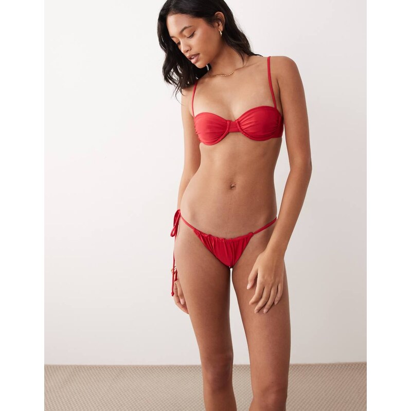 Cotton On balconette bikini set in spicy red shimmer