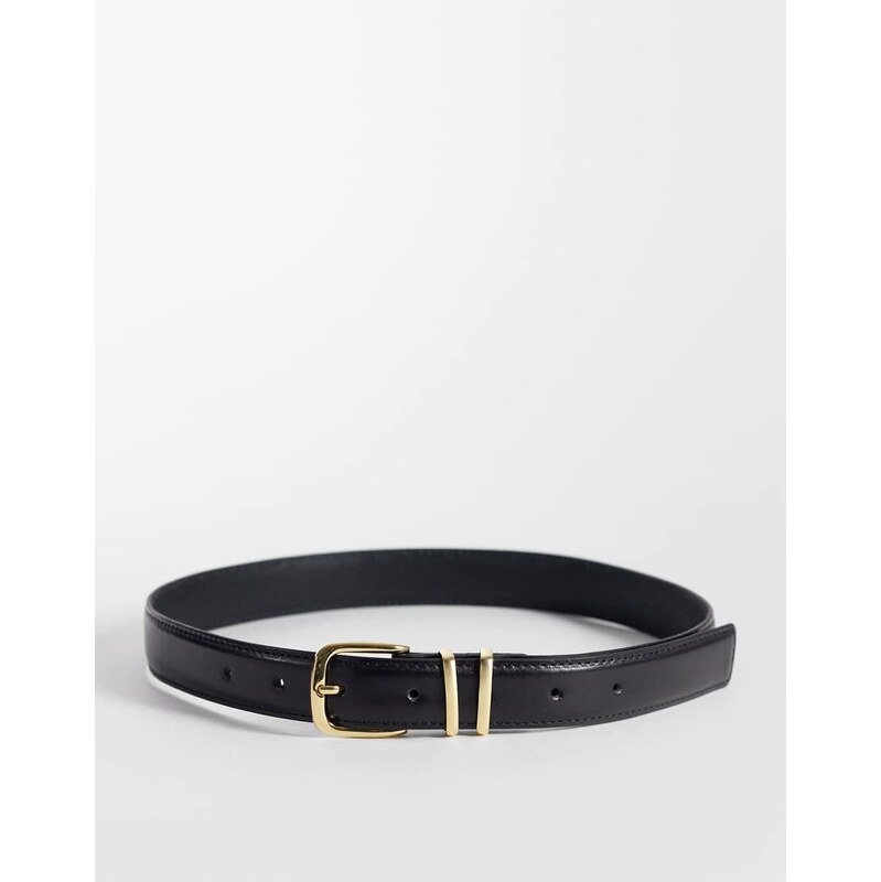 ARKET real pure leather belt with silver buckle in black-Brown 115610197