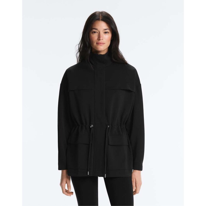 OYSHO Long jacket with modal and soft touch pockets in black 115610290
