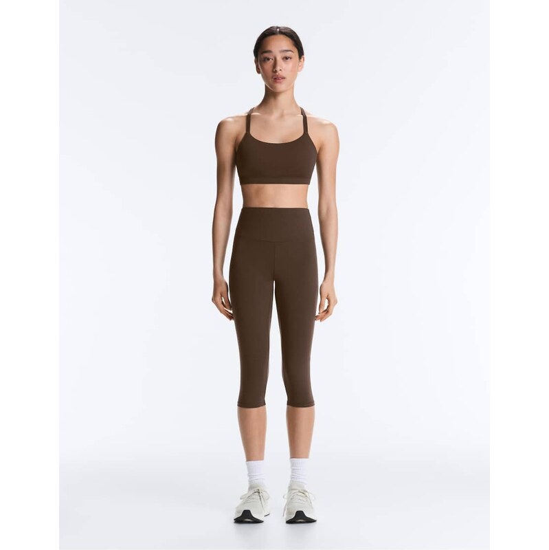 OYSHO Comfortlux high-rise 40cm caprileggings in dark brown 115610406