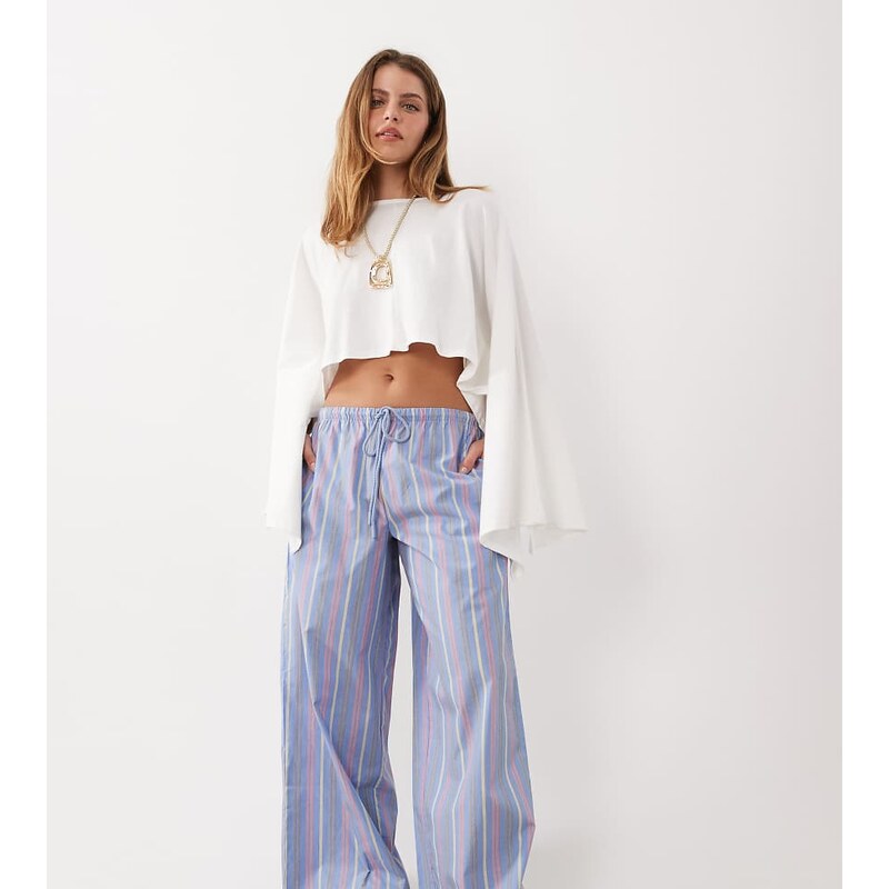 ASOS Petite ASOS DESIGN Petite fine stripe woven pyjama trouser in 115609897