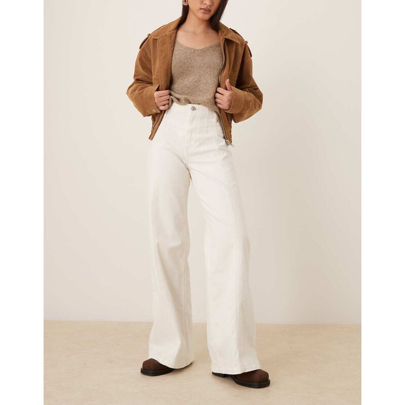 Free People libra wide leg jean in island lights-White