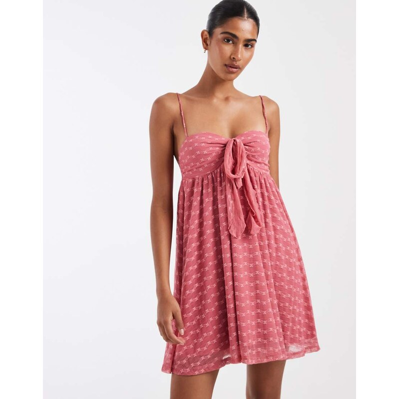 Kiss The Sky Juniper lace babydoll mini dress in pink