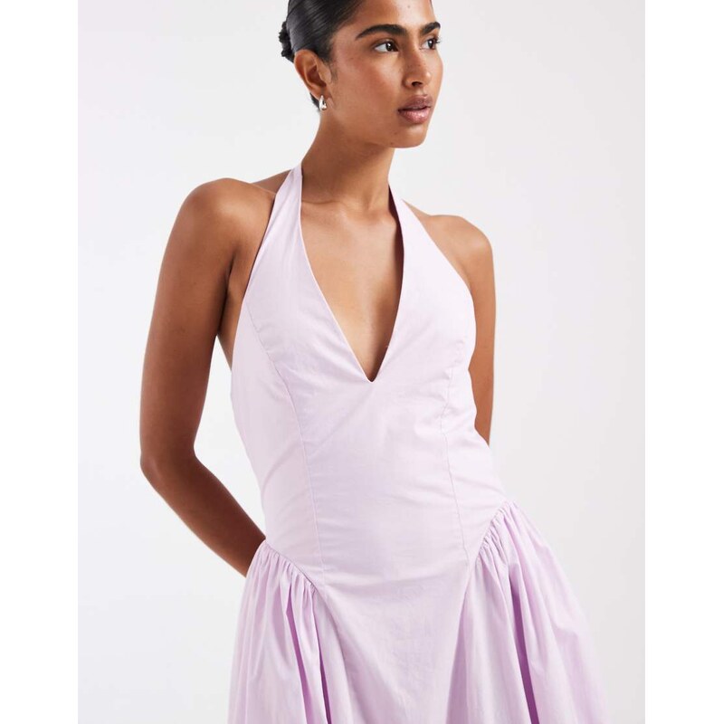 Kiss The Sky halter neck midaxi dress in lilac-Purple 115609956