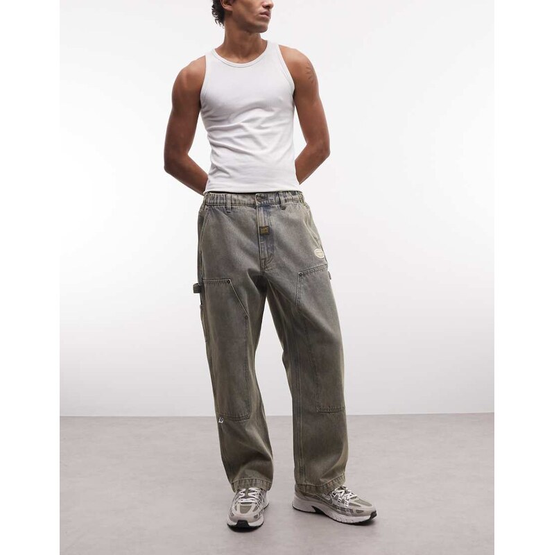 Aape by A Bathing Ape loose fit carpenter denim jeans in vintage blue 115609969