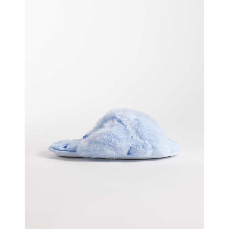Boux Avenue cross band fluffy slipper in light blue 115609973