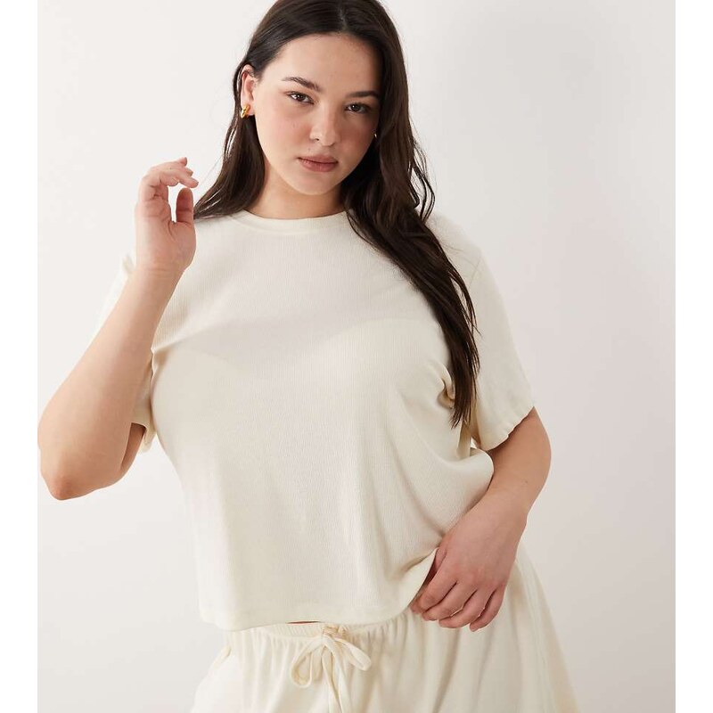 ASOS Curve ASOS DESIGN Curve mix & match rib oversized pyjama tee with 115609977