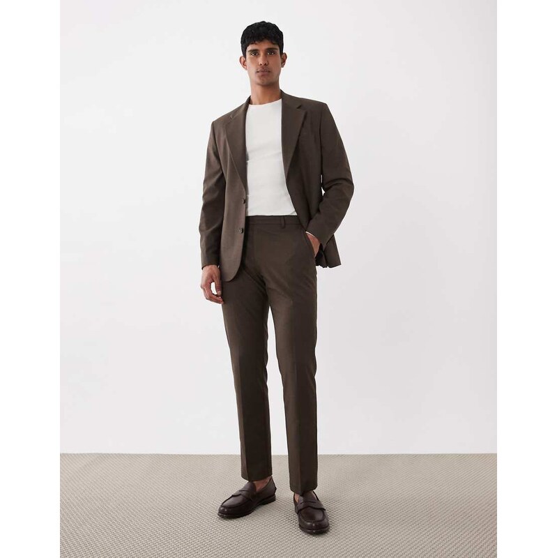 ASOS DESIGN slim suit trousers in brown marl