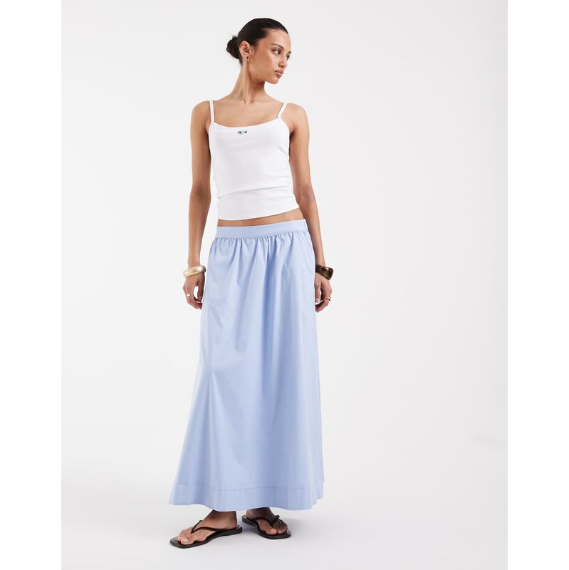 Vero Moda pull on full midi skirt in brunnera blue