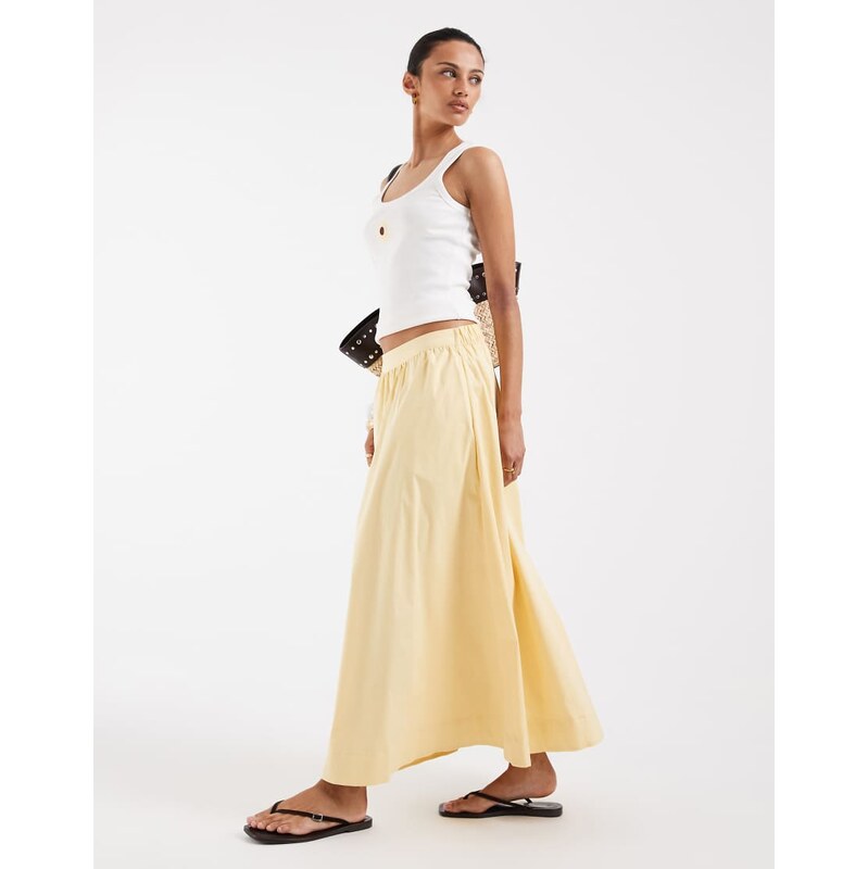 Vero Moda pull on full midi skirt in golden haze-Yellow 115610168