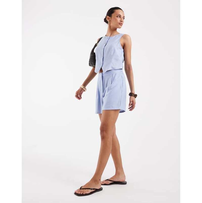 Vero Moda pull on loose fit shorts co-ord in brunnera blue 115610166