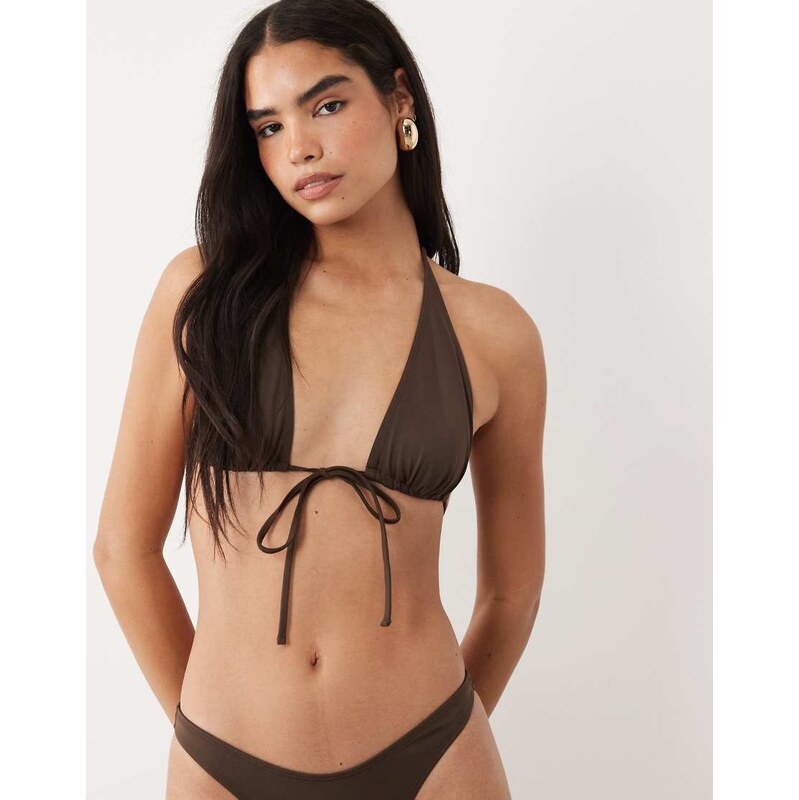 ASOS DESIGN Maya Laguna high apex tie front bikini top in