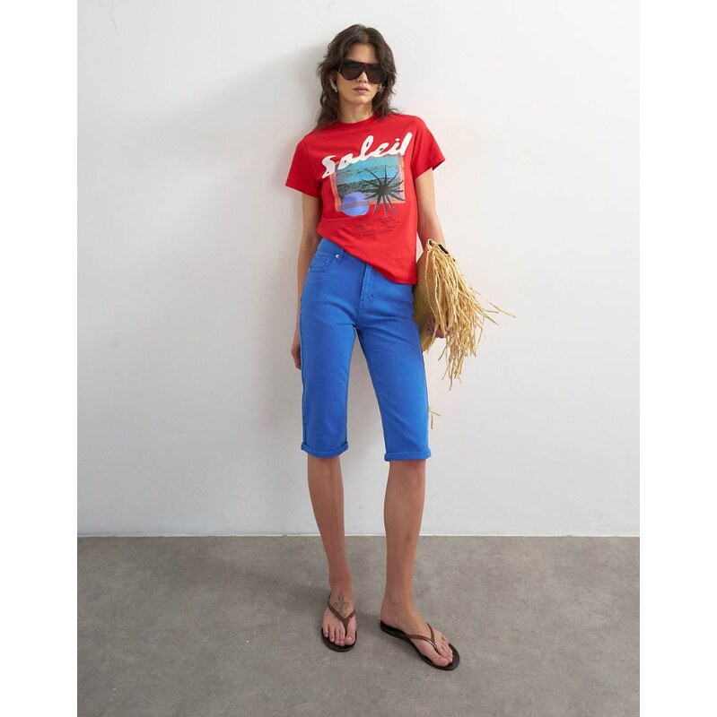 Topshop capri comfort stretch jean in cobalt-Blue 115610219