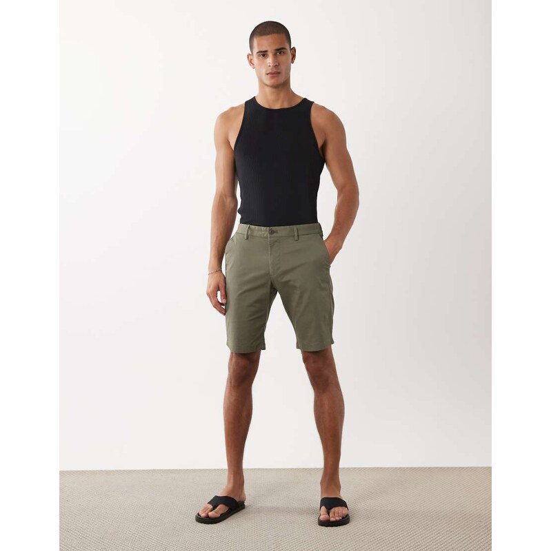 Mango chino shorts in khaki-Green